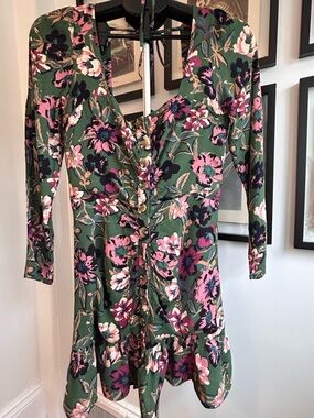 Women’s Free People Forever Floral Printed Mini Dress Boho Size 8 Button Front